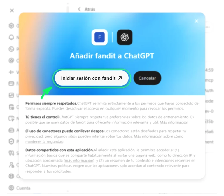 Captura 3 · Añadir fandit a ChatGPT