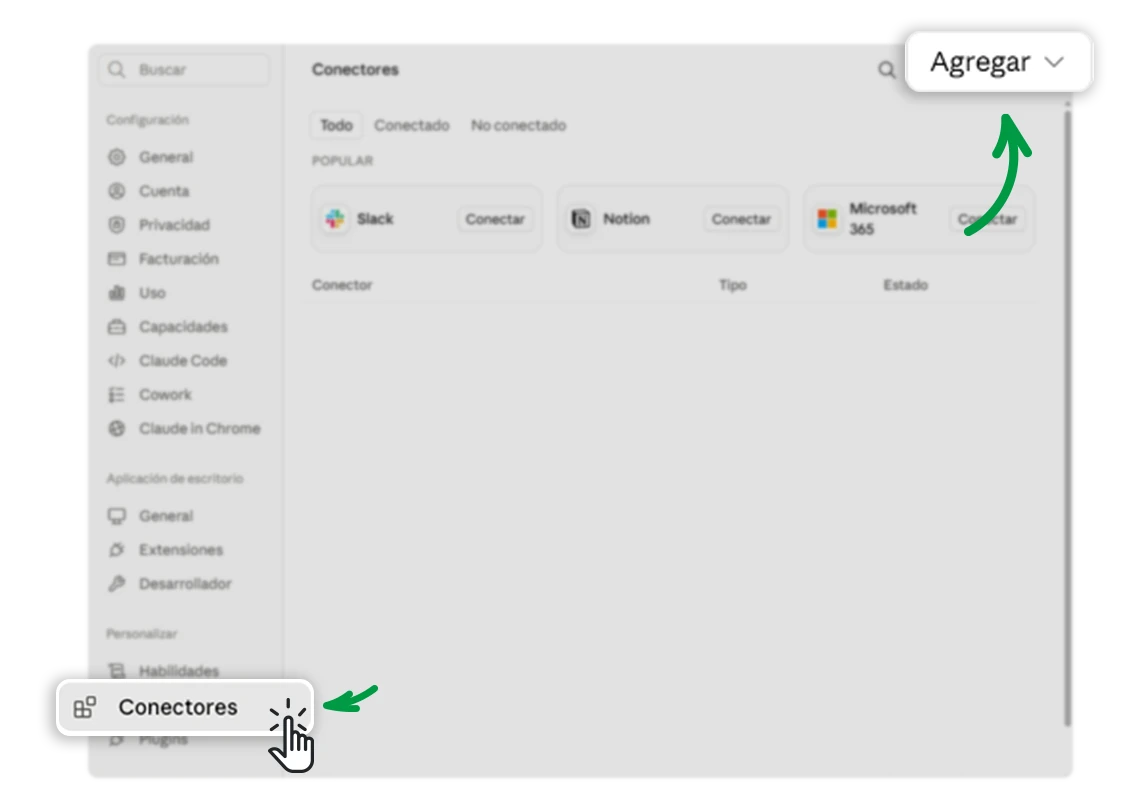 Captura 2 · Conectores → Agregar
